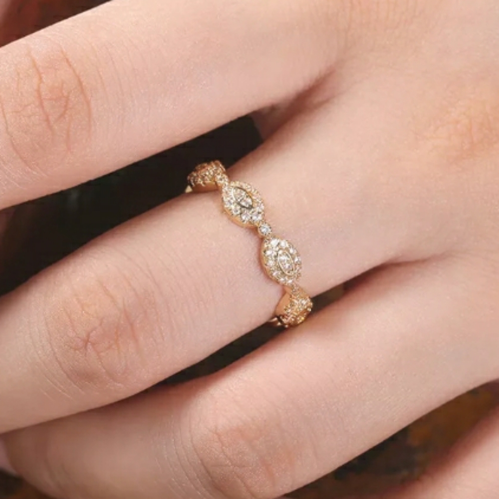 Yellow Gold Simulated Diamonds Ring - Picture 6 of 6